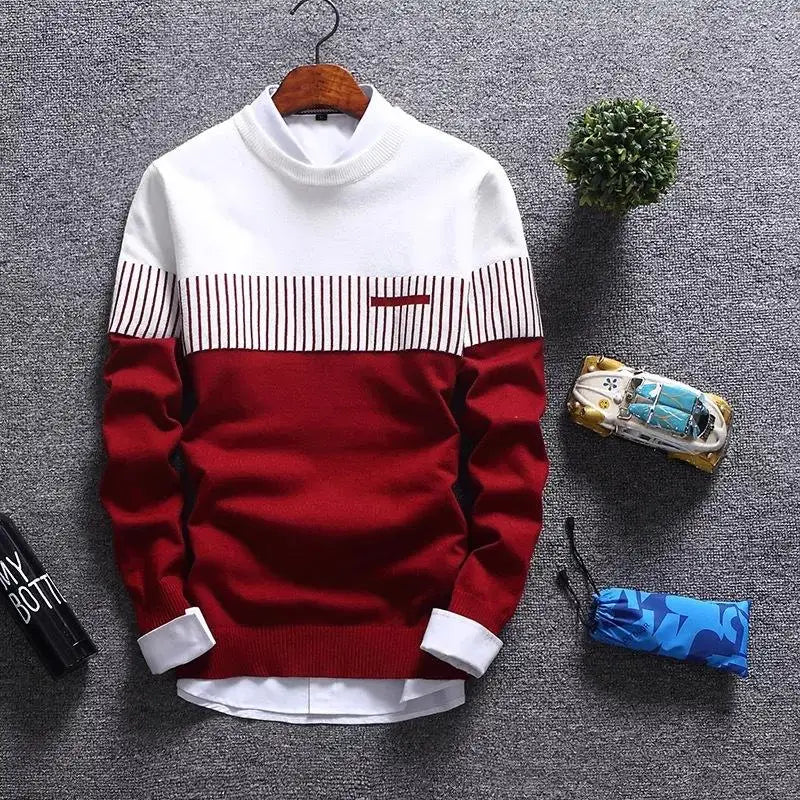 New Autumn Pullovers Men Fashion Stripe Causal Knitted Sweaters Pullovers Mens Slim Fit O Neck Knitwear Mens Brand Clothing 2023