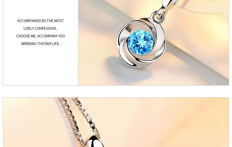 Natural Blue Crystal Pendant Female S925 Sterling Sliver Necklace Colgante Sapphire Jewelry Bizuteria Pendant Pierscionki Women