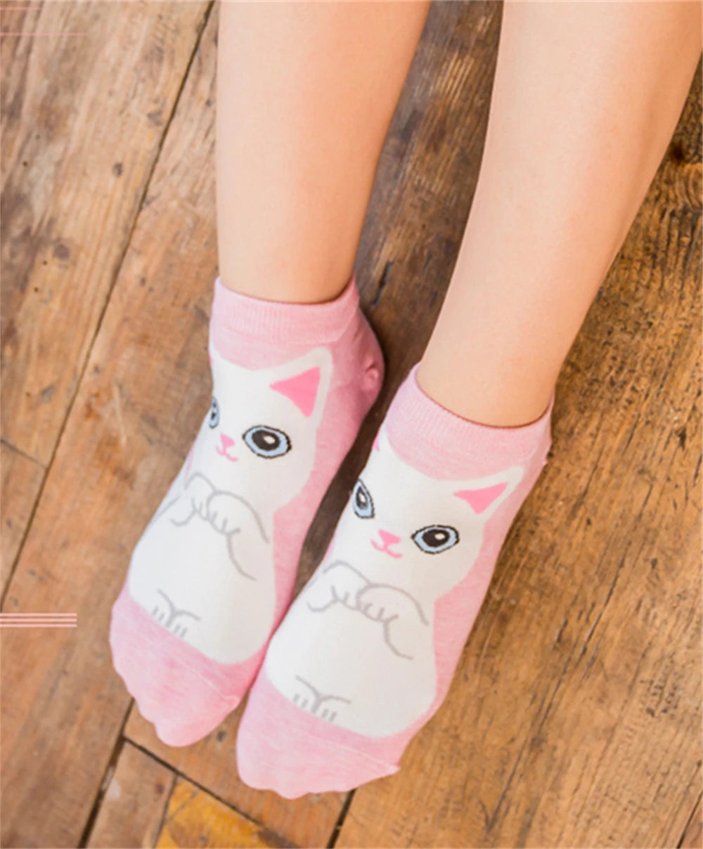 New Women Animal Ankle Socks With Letters Cat Kitten Pet For Elder Children Or Adult Unisex Sokken Novel Gift Dropship