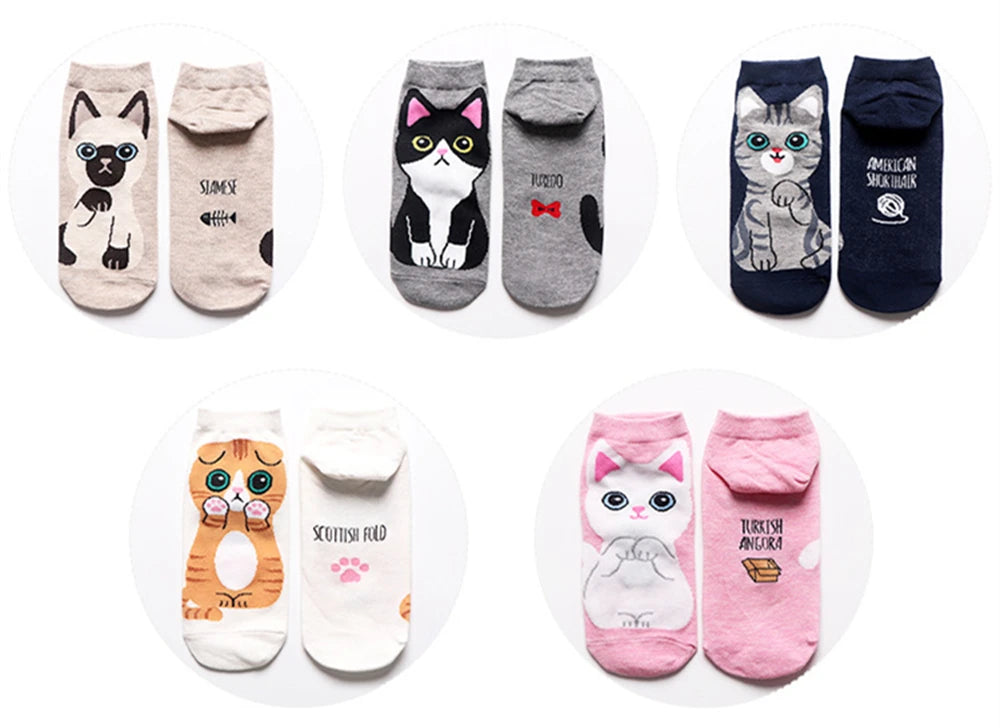 New Women Animal Ankle Socks With Letters Cat Kitten Pet For Elder Children Or Adult Unisex Sokken Novel Gift Dropship