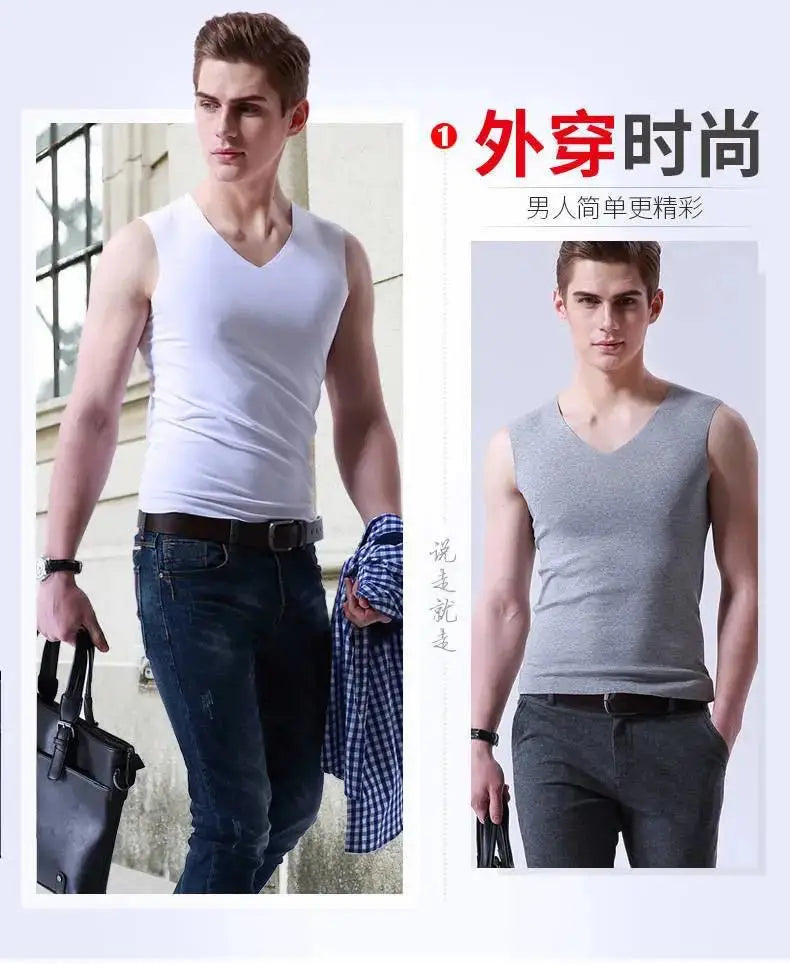 Summer Men's Tank Top Solid Color Quick-Drying Fitness Vest Cloth Sleeveless Waistcoat  Running Sports Trend Short-Sleeved Tees