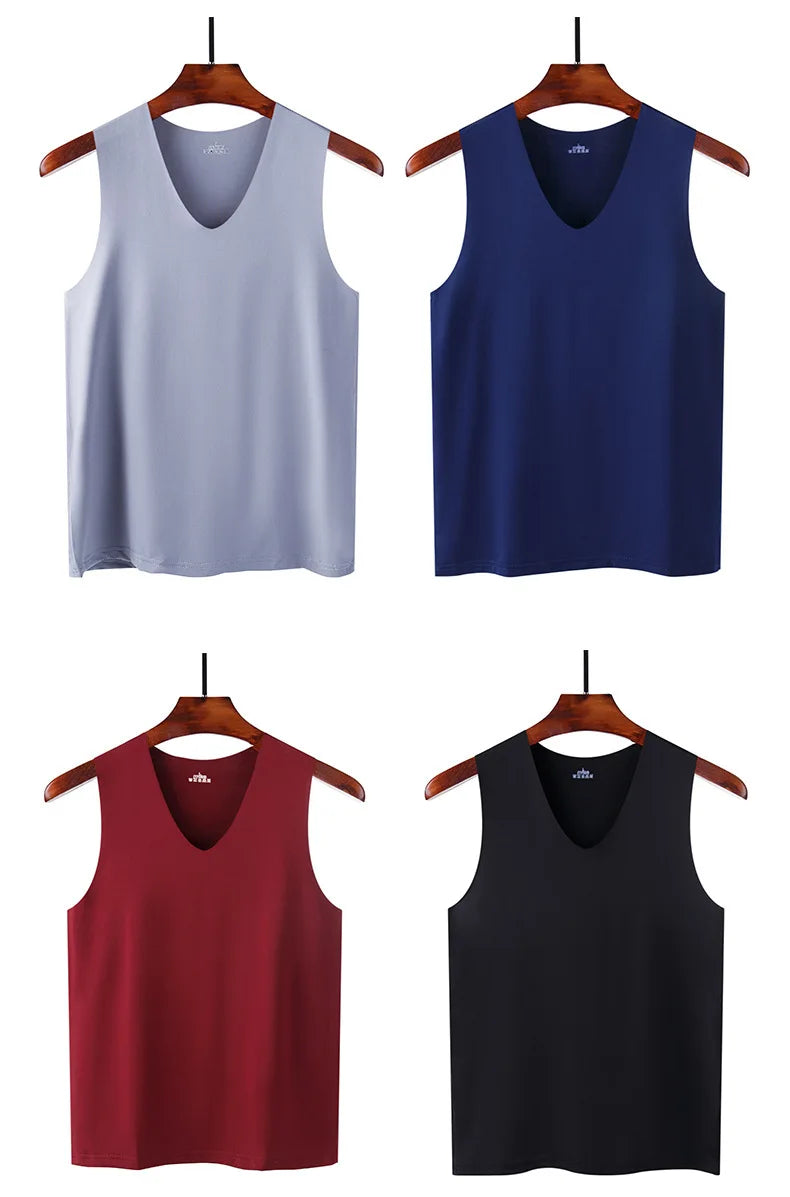 Summer Men's Tank Top Solid Color Quick-Drying Fitness Vest Cloth Sleeveless Waistcoat  Running Sports Trend Short-Sleeved Tees