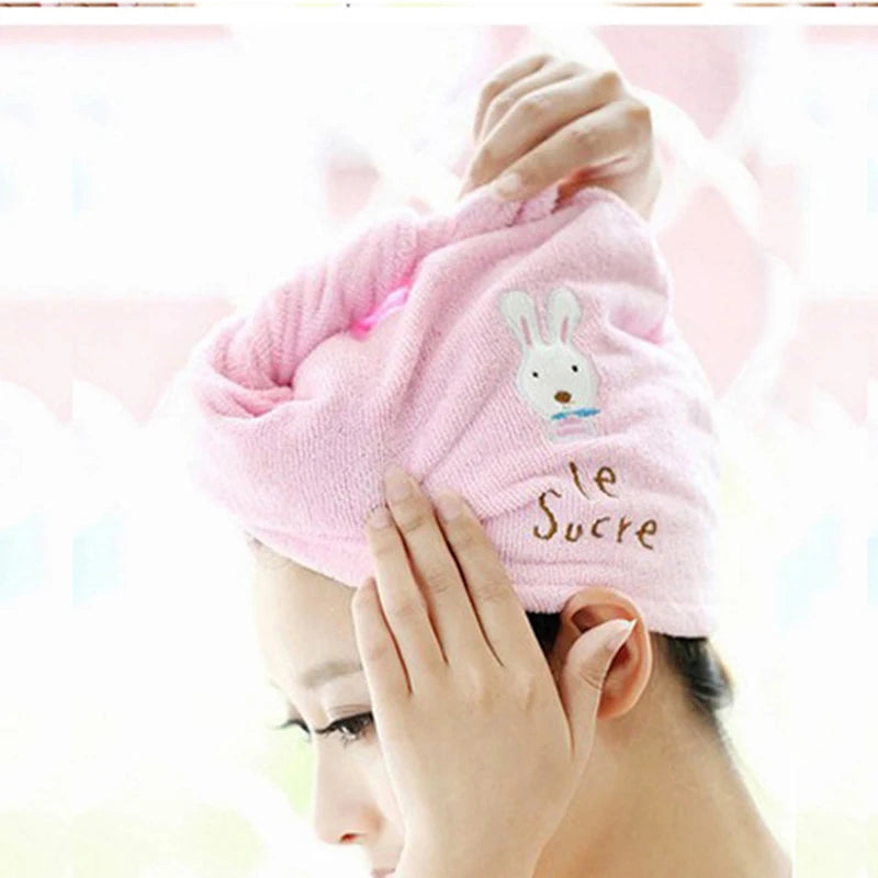 1/2/3PCS Cartoon Rabbit Hair Drying Bath Towel Super Absorbent Women Drying Hair Towel Microfiber Hair Drying Towel Bath