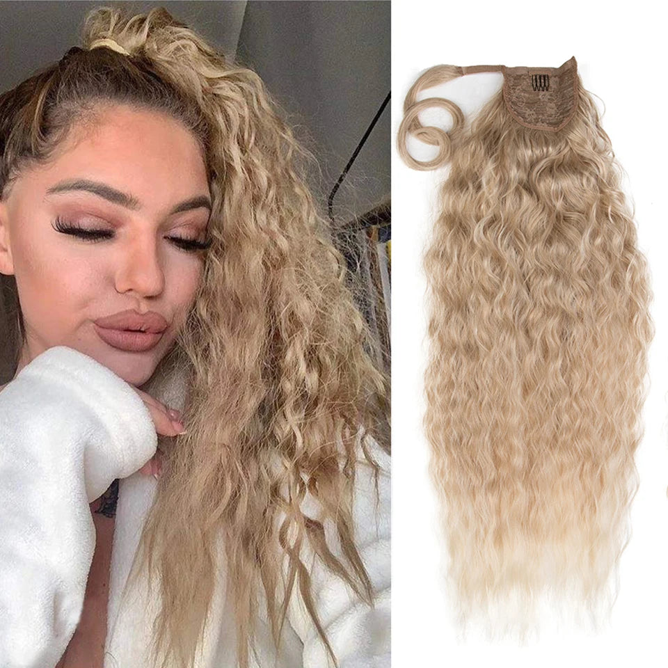 Noble 30 Inch Long Curly Ponytail Wrap Around Ponytail Clip in Hair Extensions Natural Hairpiece Headwear Synthetic Hair