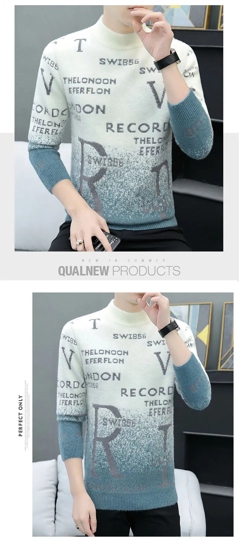 2022 high quality brand designer Mink hair Sweater in autumn Spring men's fashion Korean Knitted Pullover Thickened men's wear