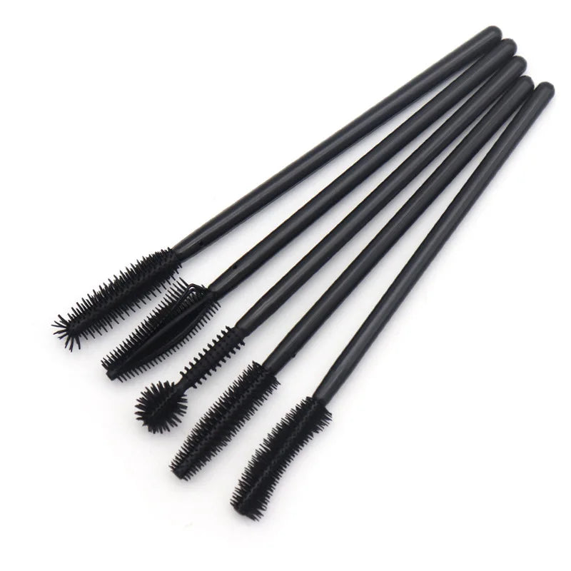 100 Pcs Disposable Silicone Eyelashes Brush Applicator Eye Lash Full Black Mascara Wands Brush Eyelash Extension Makeup Tool