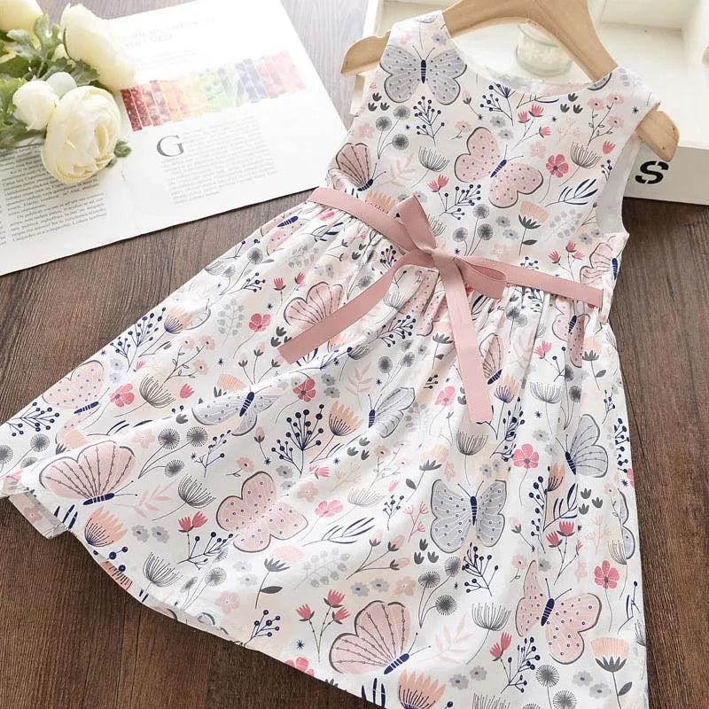 Melario Bow Girl Princess Dress New Summer Kid Girls Dress Floral Sweet Children Party Suits Butterfly Costume Children Clothing