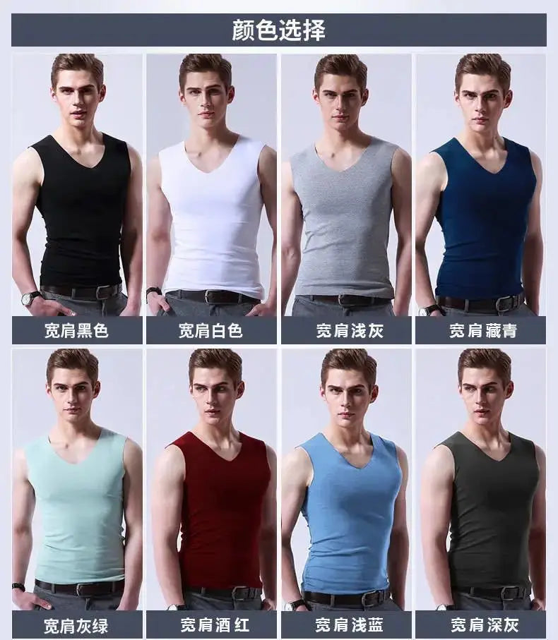 Summer Men's Tank Top Solid Color Quick-Drying Fitness Vest Cloth Sleeveless Waistcoat  Running Sports Trend Short-Sleeved Tees