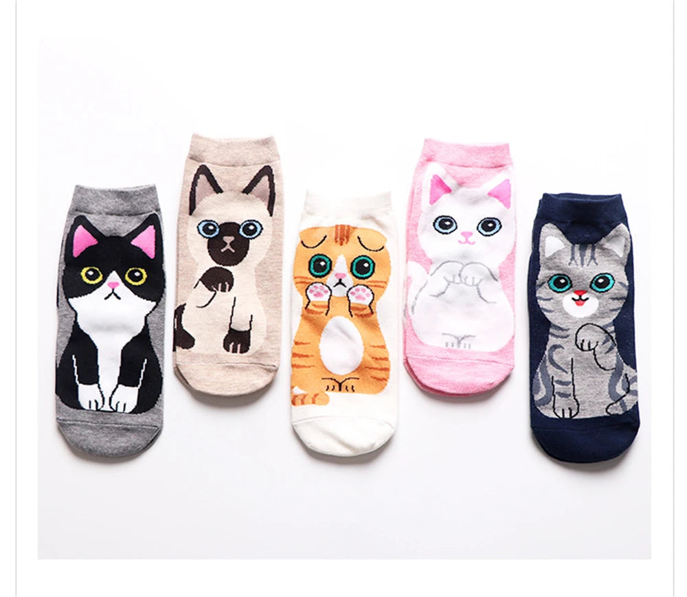 New Women Animal Ankle Socks With Letters Cat Kitten Pet For Elder Children Or Adult Unisex Sokken Novel Gift Dropship