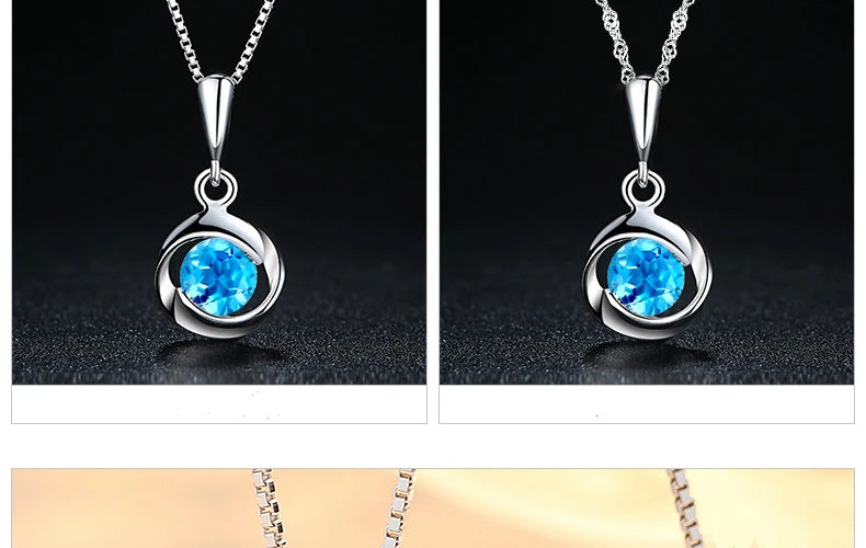 Natural Blue Crystal Pendant Female S925 Sterling Sliver Necklace Colgante Sapphire Jewelry Bizuteria Pendant Pierscionki Women