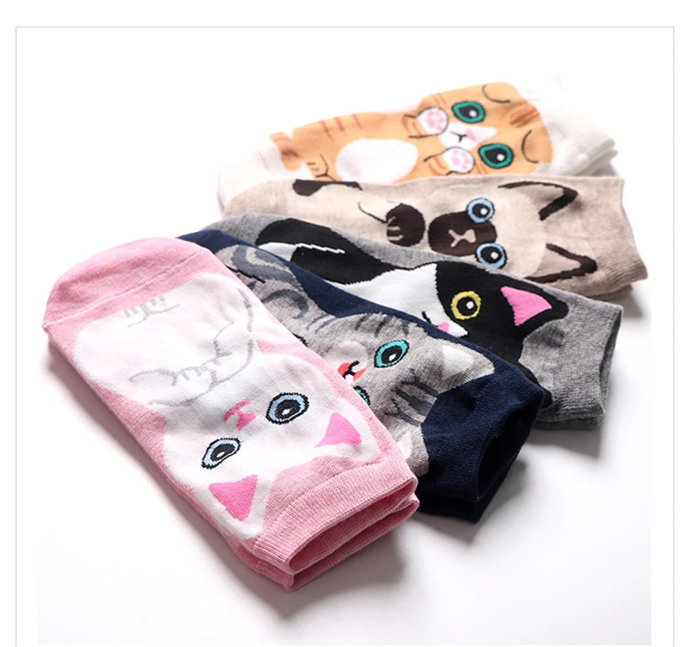 New Women Animal Ankle Socks With Letters Cat Kitten Pet For Elder Children Or Adult Unisex Sokken Novel Gift Dropship