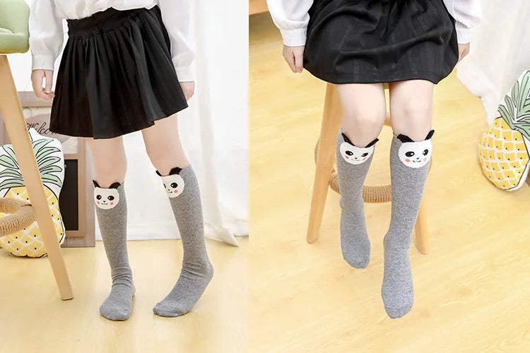 girl socks cartoon owl dog print children heaps socks half cylinder boy knee-high socks kids knee above cotton sock