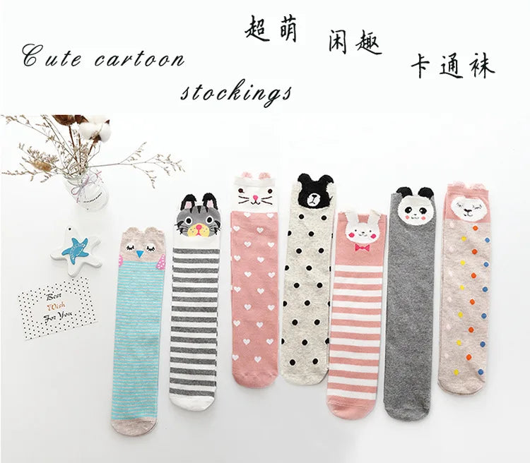 girl socks cartoon owl dog print children heaps socks half cylinder boy knee-high socks kids knee above cotton sock