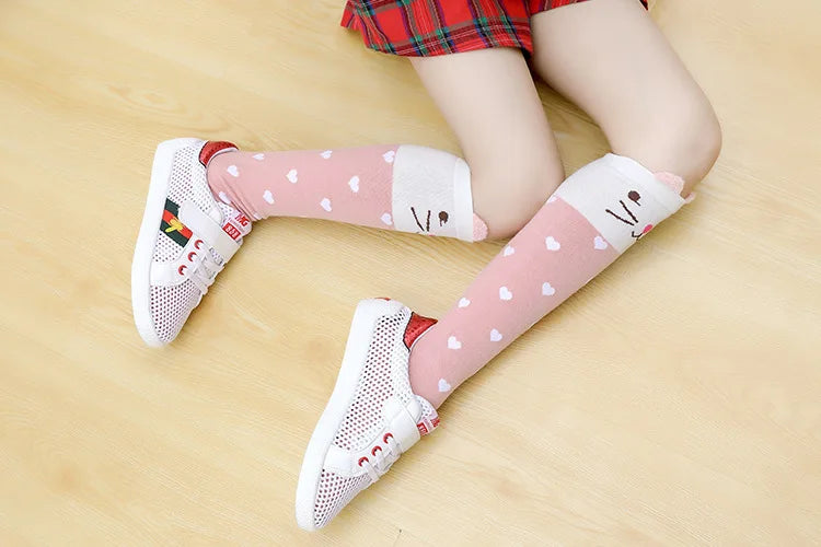 girl socks cartoon owl dog print children heaps socks half cylinder boy knee-high socks kids knee above cotton sock