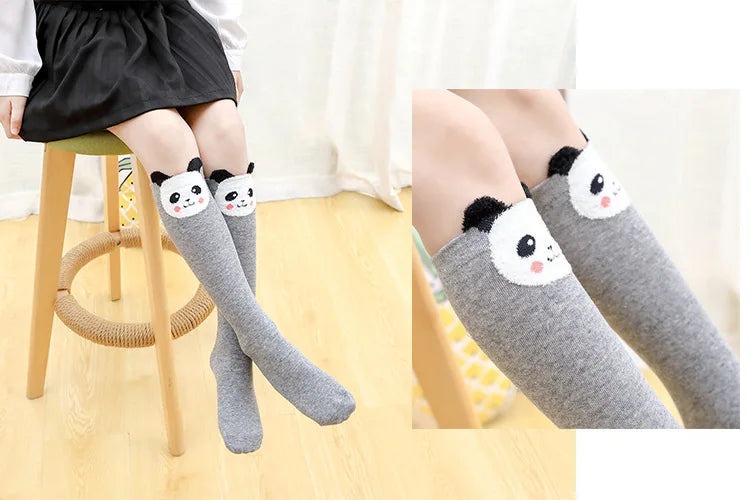 girl socks cartoon owl dog print children heaps socks half cylinder boy knee-high socks kids knee above cotton sock