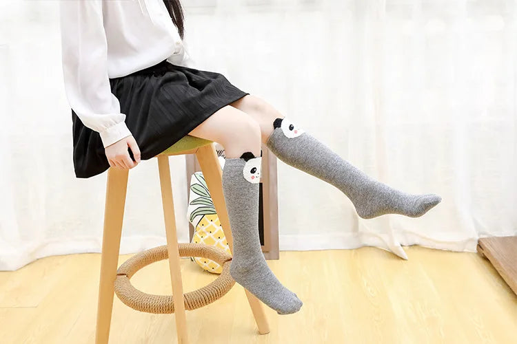 girl socks cartoon owl dog print children heaps socks half cylinder boy knee-high socks kids knee above cotton sock