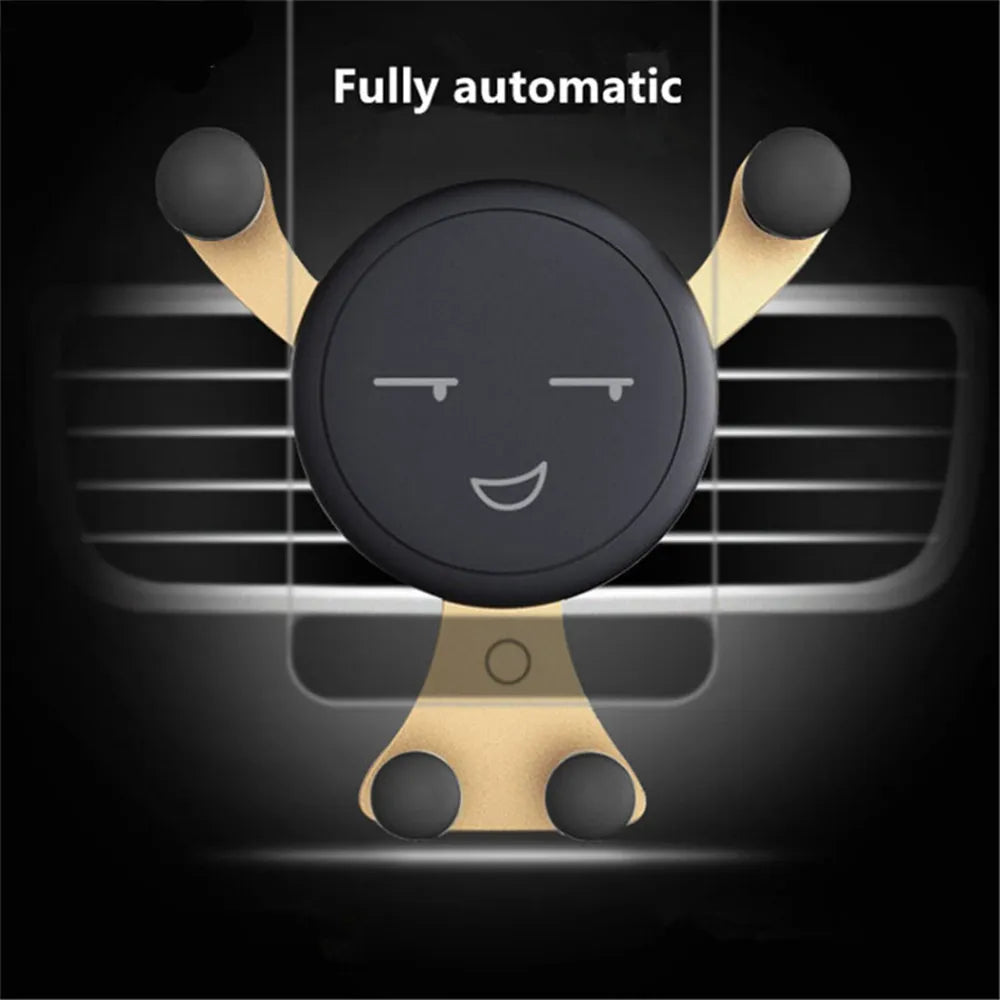 Gravity Car Phone Holder Air Vent Clip Smile Face Mount Mobile Cell Stand GPS Support For iPhone 12 Pro Max Xiaomi Samsung