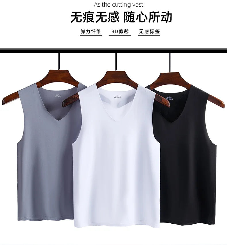 Summer Men's Tank Top Solid Color Quick-Drying Fitness Vest Cloth Sleeveless Waistcoat  Running Sports Trend Short-Sleeved Tees