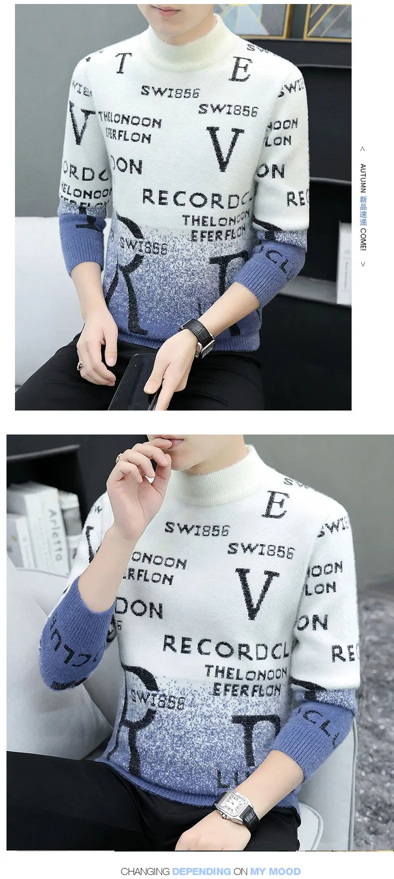 2022 high quality brand designer Mink hair Sweater in autumn Spring men's fashion Korean Knitted Pullover Thickened men's wear