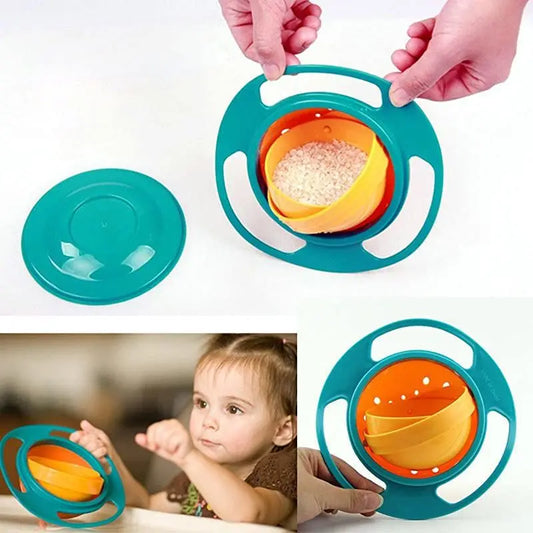 Kids Universal Gyro Bowl 360 Rotate Spill-Proof Practical Design Children Rotary Balance Solid Feeding Dishes Plate Tableware