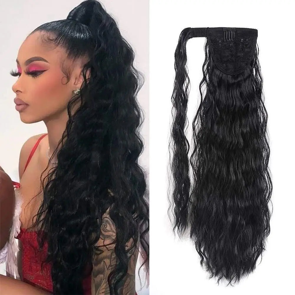 Water Ripple Synthetic Fiber Ponytail Wig, Synthetic Wave Ponytail Suitable For Women's Ponytail Clip Style Hair Extensions