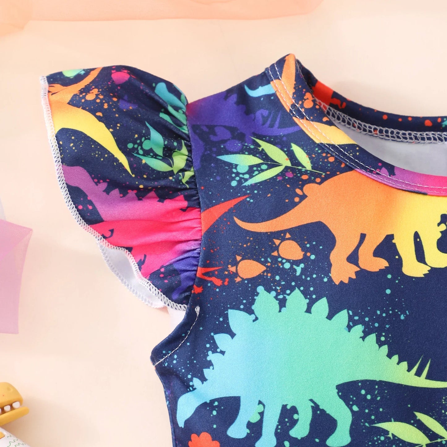 New Dinosaur Unicorn Dress Kids Girl Clothes Summer Short Sleeve Casua Fashion Birthday Baby Girl Dress 2 3 4 5 6 7 8 Years Old