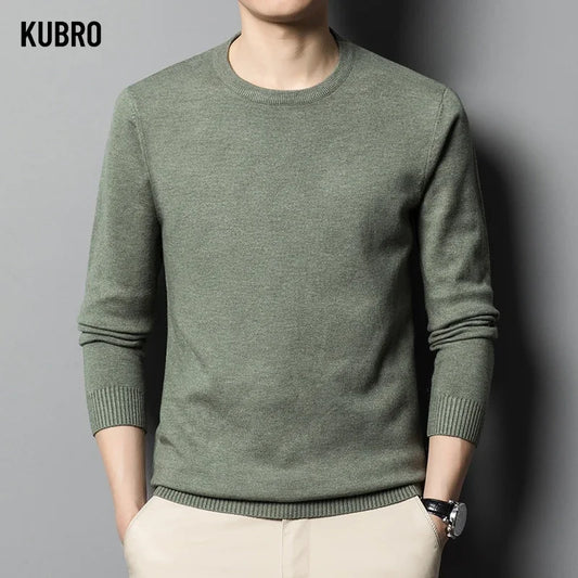 KUBRO Sweaters Men 2023 Autumn Winter New Warm Youth O-neck Men's Wool High Quality Fashion Casual Comfortable Pullover Male