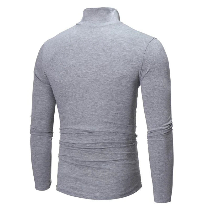 Men's High Collar Sweatshirt Pullover Casual Solid Color Sweaters Long Sleeve Warm Knitted Turtleneck Outerwear