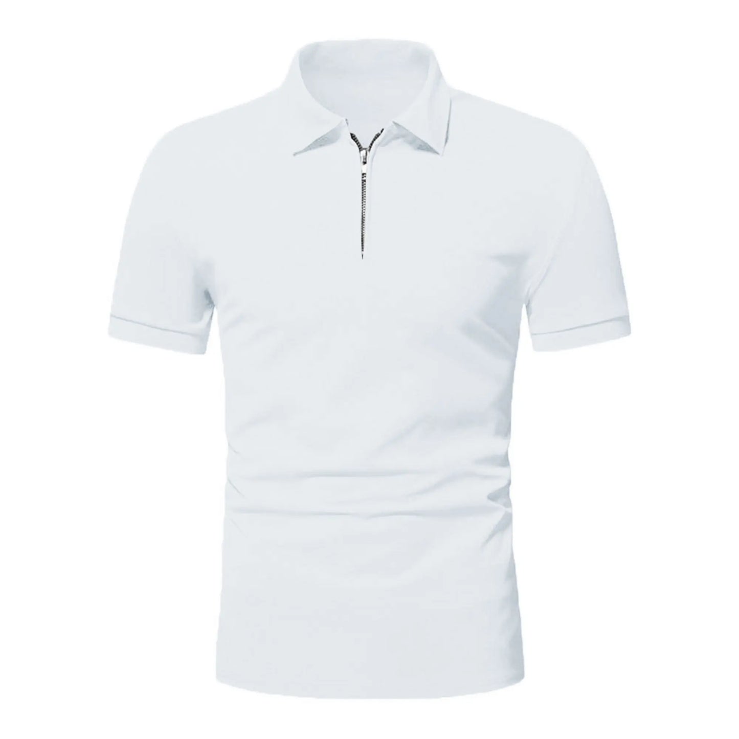 Men's polo shirt solid color short-sleeved zipper lapel T-shirt casual top