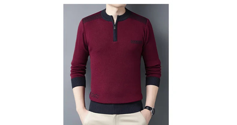 2023 Autumn and Winter Fashion Trend Sweater Round Neck Business Half Zip Knitted Long Sleeve Casual Men's Comfortable Sweater