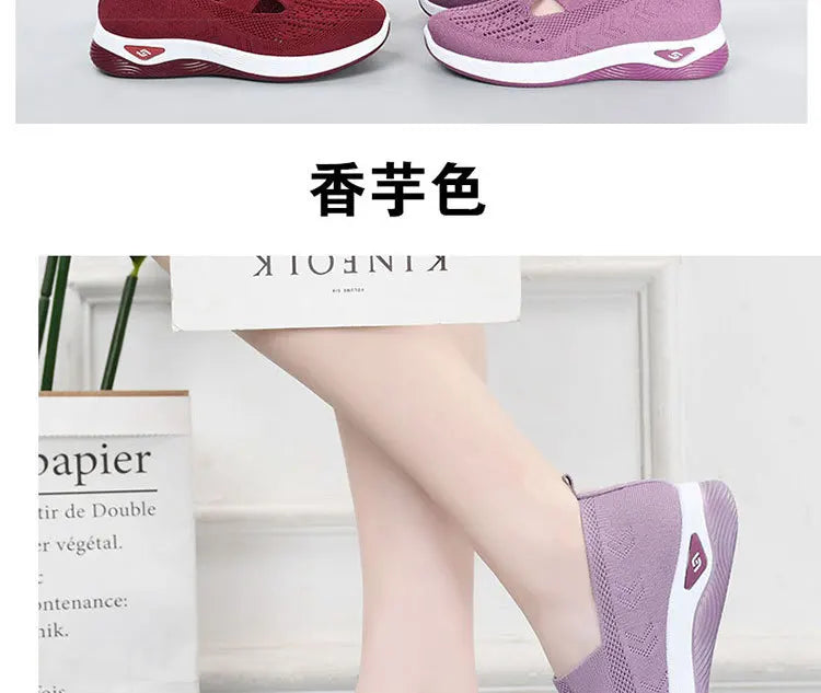 New Sports Shoes Women's Shoes Versatile Lightweight Anti Slip Casual Running Women's Mesh Breathable Flat Sole Zapatos De Mujer