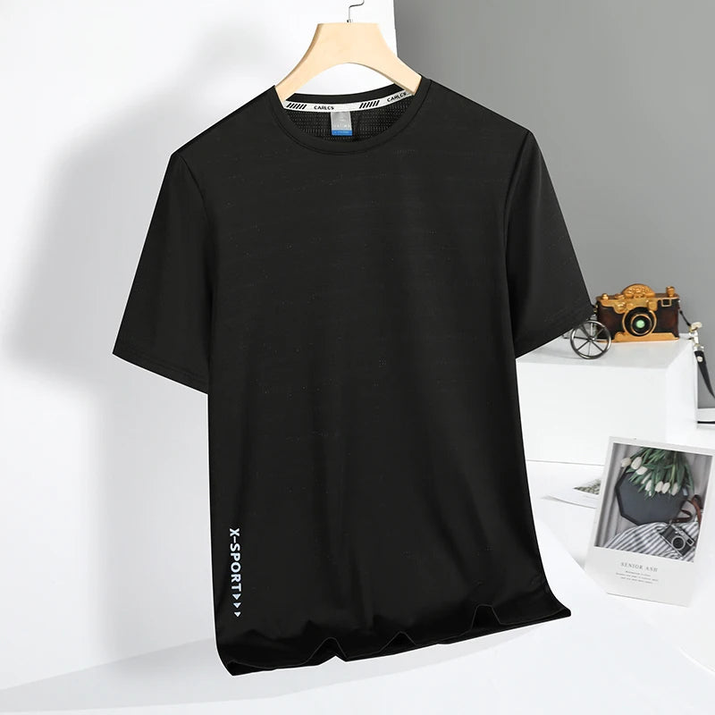 Summer T-Shirts Men Good Quality  Fast Dry Cool Basic Tshirts Male Tee Shirt Boys Fashion Camping Top Clothing Plus Size M-5XL