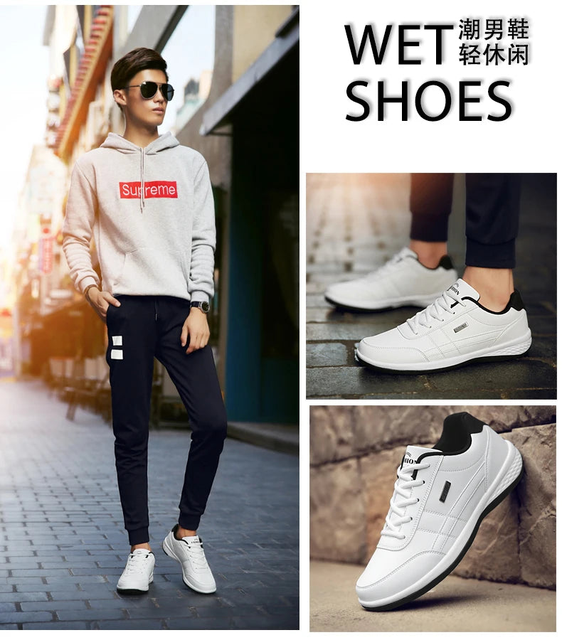 Leather Men Shoes Sneakers Trend Casual Shoe Italian Breathable Leisure Male Sneakers Non-slip Footwear Men Vulcanized Shoes