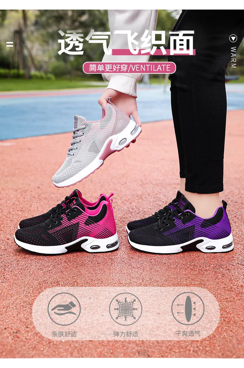 Running shoes Women 2024 spring new large size casual breathable lace-up air cushion sports shoes sneakers