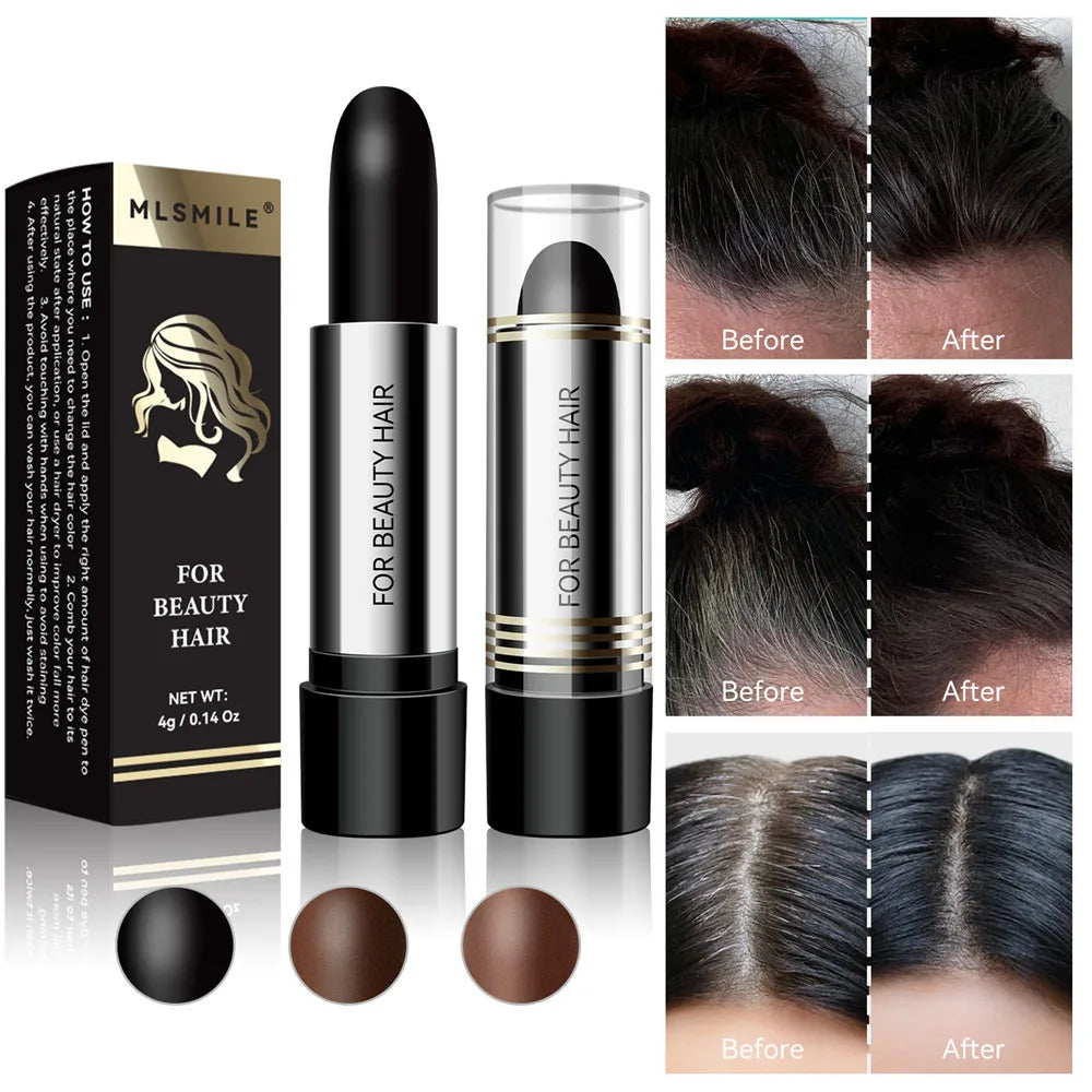 Temporary Hair Dye Pen Covering Gray Hair Lipstick Style Hair Line Shadow Cream Instantly BlackBrown Root Cover Up Concealer Pen