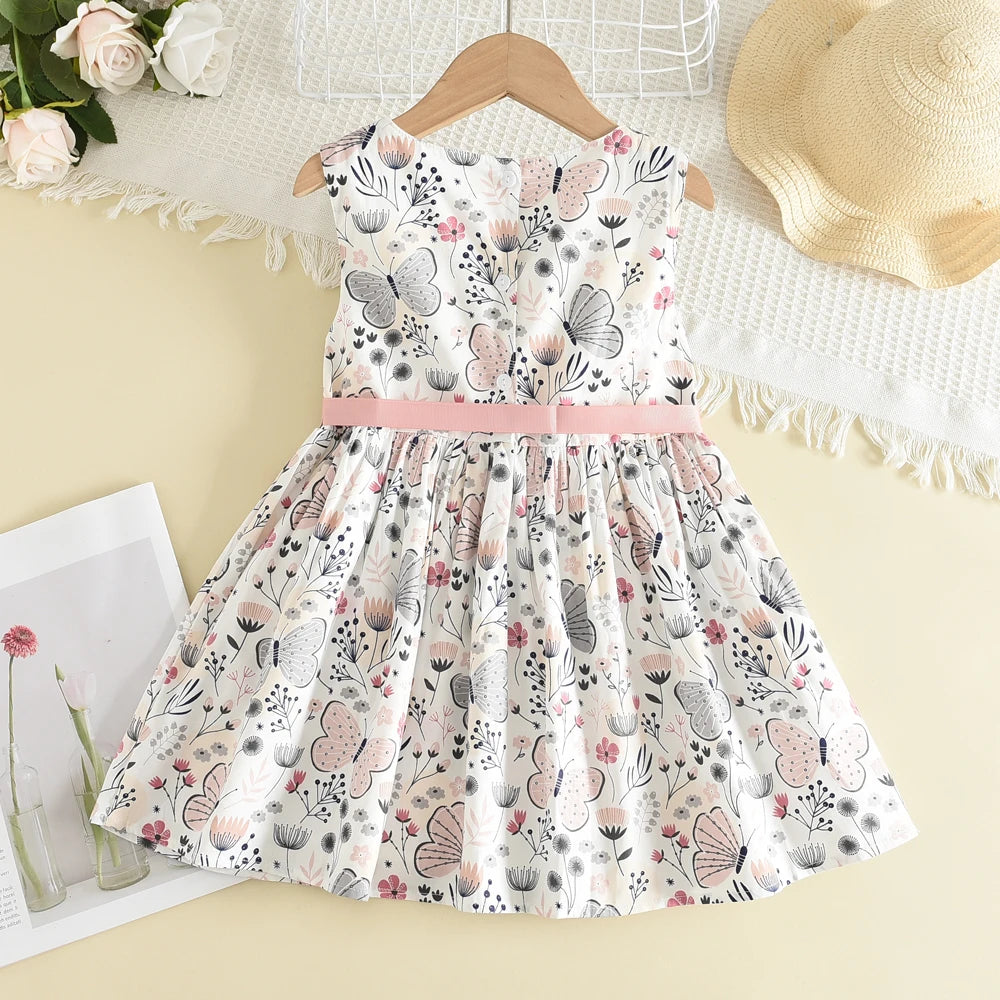 Melario Bow Girl Princess Dress New Summer Kid Girls Dress Floral Sweet Children Party Suits Butterfly Costume Children Clothing