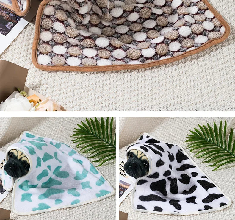 Coral Fleece Pet Sleeping Blanket Soft Fluffy Dog Blanket Warm Breathable Cat Cover Blanket Comfortable Dog Sleeping Sheet Mat