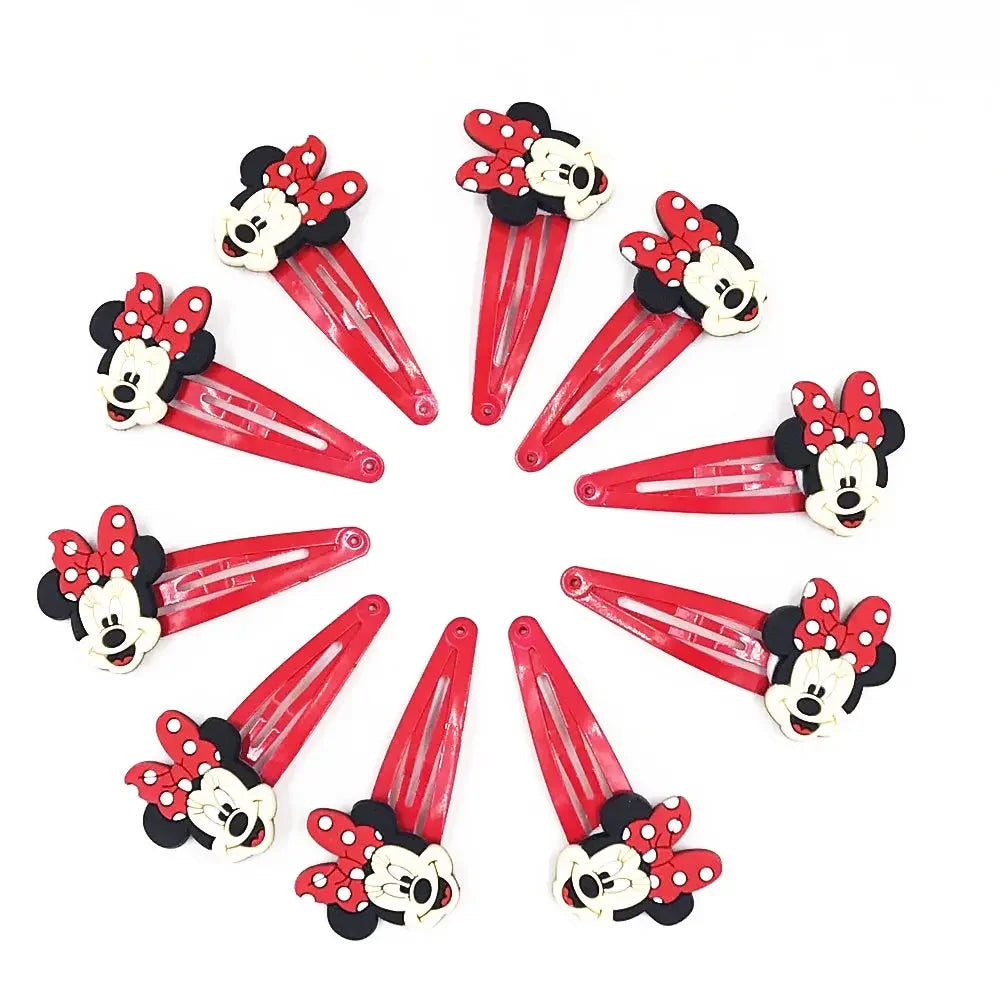 10PCS Mickey Minnie Disney Elastic Hair Rubber Band Headband Hair Accessories Girls Cartoon Hair Gum Hair Bows Korean