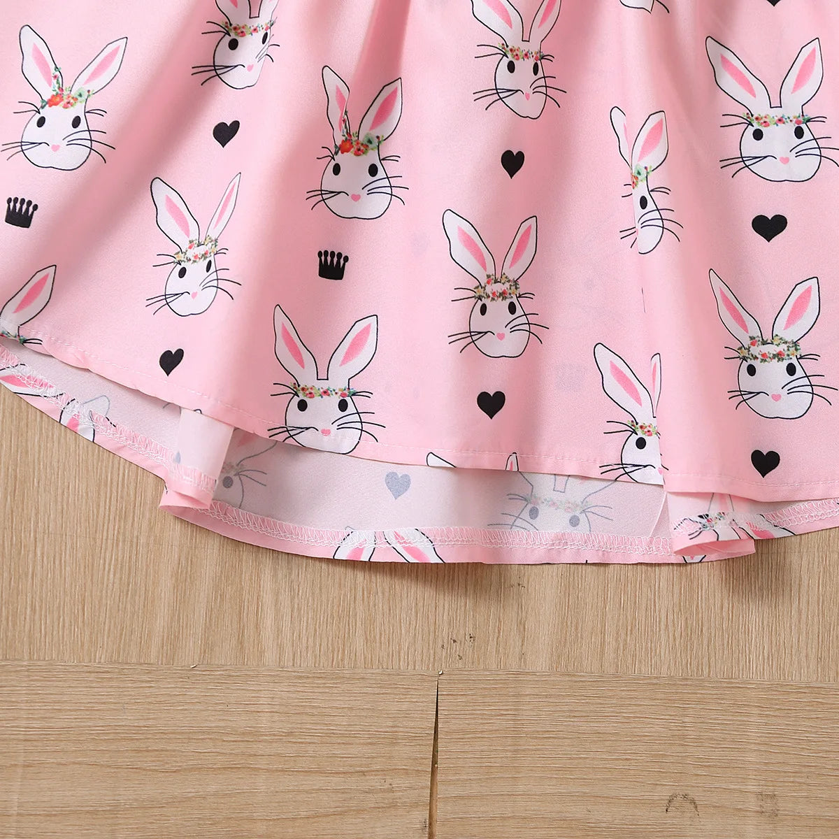 Summer Girls Cartoon Butterfly Sleeve Sleeveless Cute Rabbit Pattern Dress Little Girl Easter Skirt Suitable For Holiday Parties