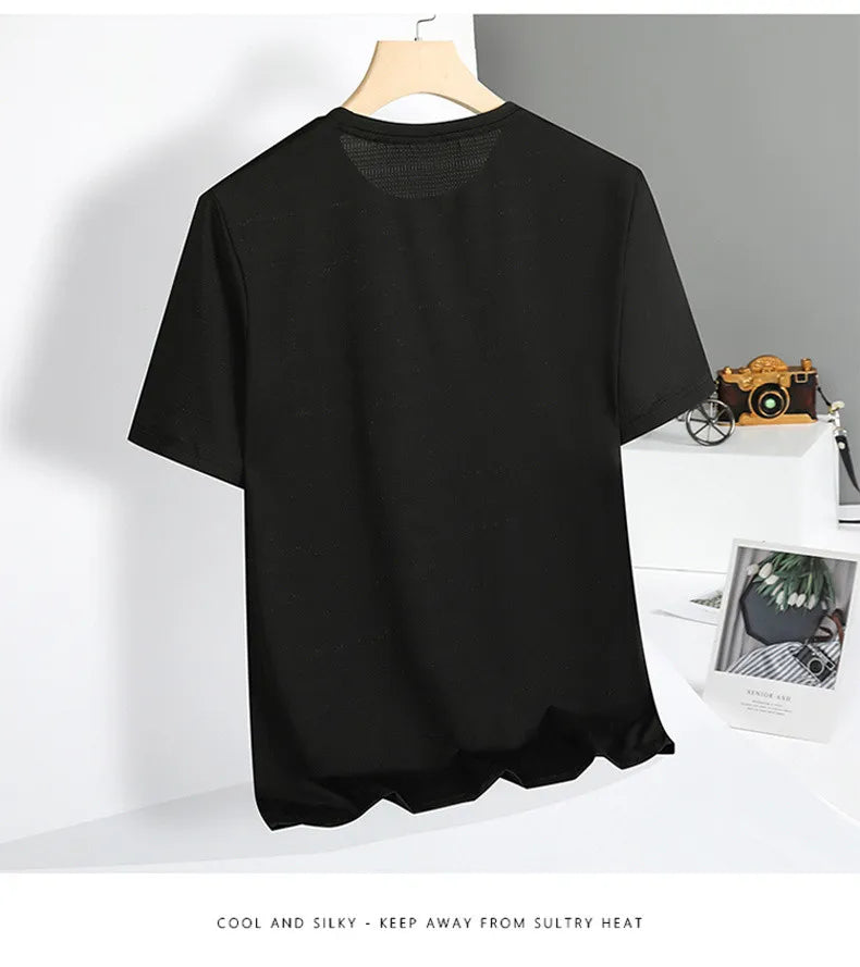 Summer T-Shirts Men Good Quality  Fast Dry Cool Basic Tshirts Male Tee Shirt Boys Fashion Camping Top Clothing Plus Size M-5XL