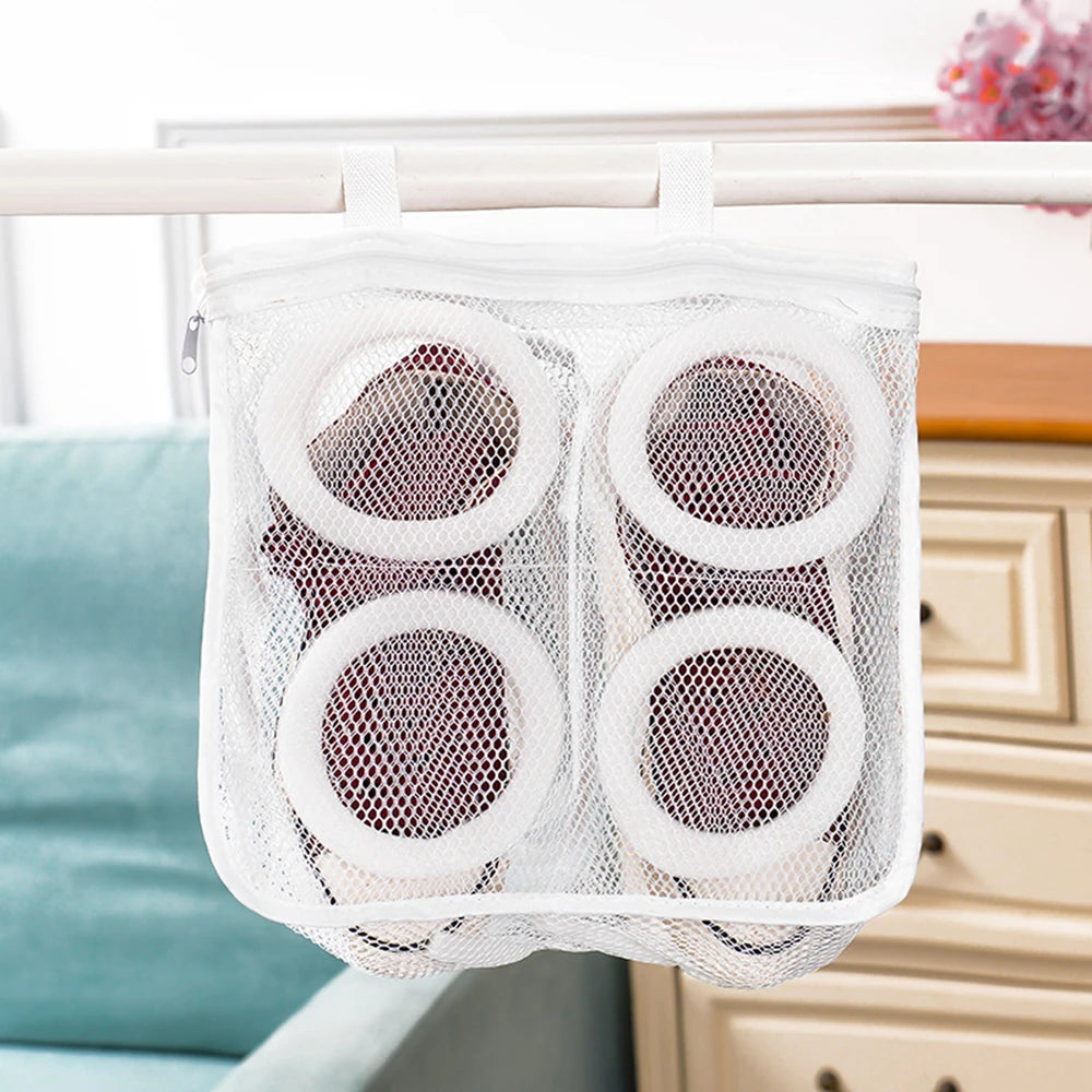 Mesh Washing Machine Shoes Bag Anti-deformation Zipper Laundry Bag Travel Shoes Clothes Storage Bags Shoes Airing Dry Tool