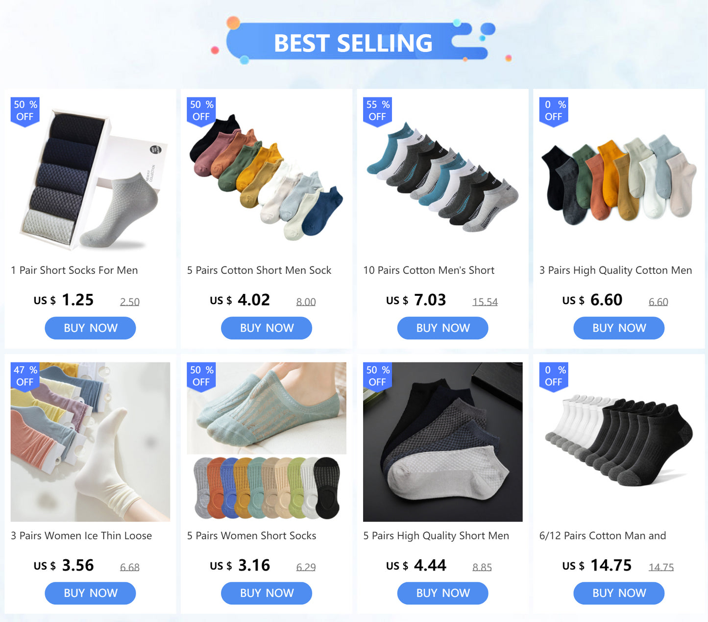 10 Pairs Cotton Men's Short Socks Crew Ankle High Quality Breathable Mesh Sports Casual Women Summer Low-Cut Thin Sock for Male