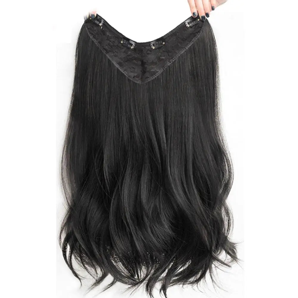 Women's V-shaped Micro-curly Long Hair Extension Synthetic Wig One-piece Hair Extension Piece Fluffy Increase Hair Volume