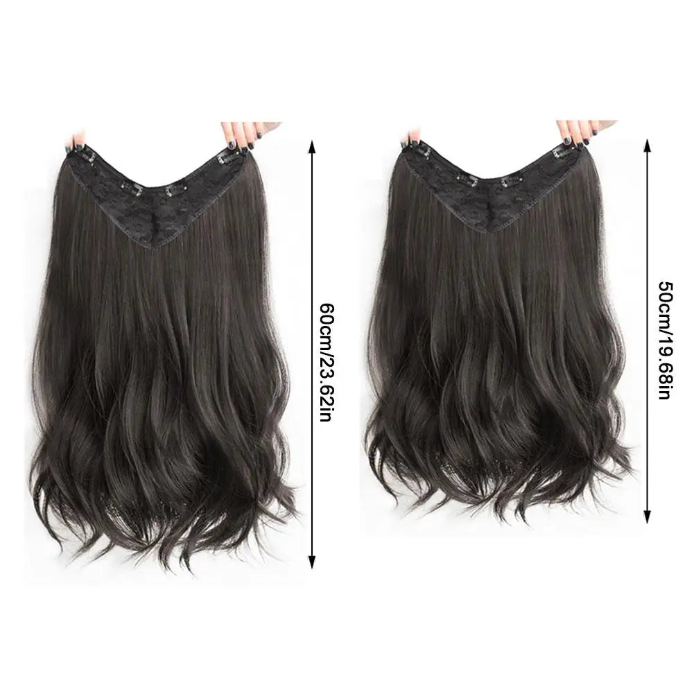 Women's V-shaped Micro-curly Long Hair Extension Synthetic Wig One-piece Hair Extension Piece Fluffy Increase Hair Volume