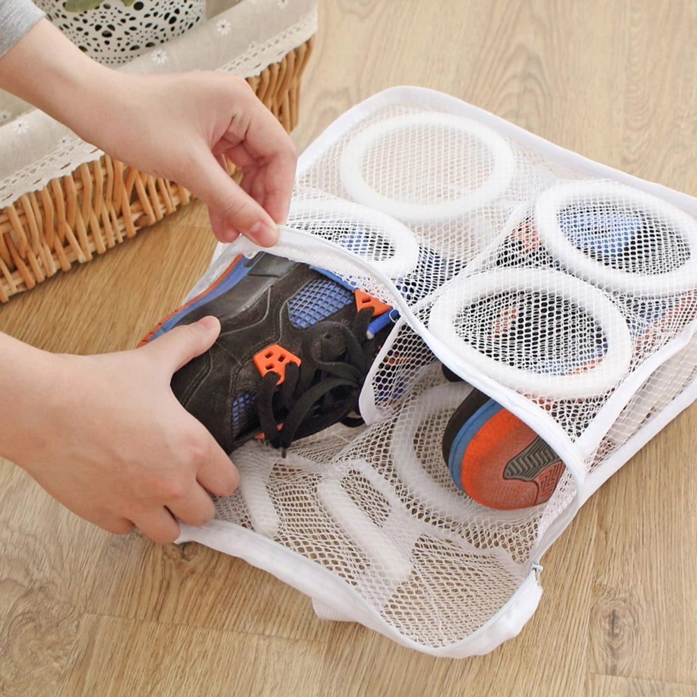 Mesh Washing Machine Shoes Bag Anti-deformation Zipper Laundry Bag Travel Shoes Clothes Storage Bags Shoes Airing Dry Tool