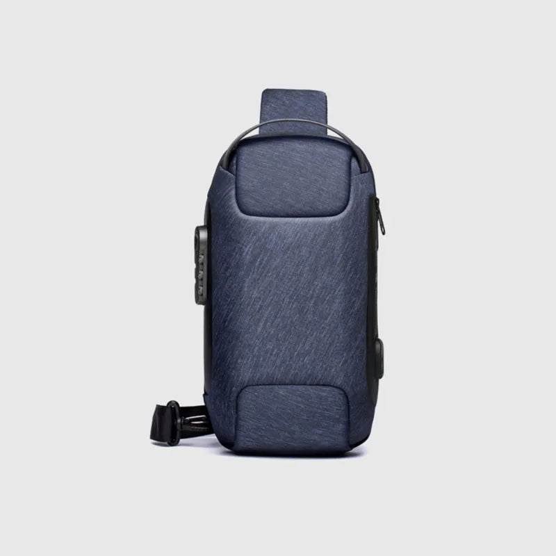 Men'S Usb Crossbody Bag Anti-Theft Shoulder Bags Waterproof Oxford Waist Bag Multifunction Short Travel Messenger Chest Pack