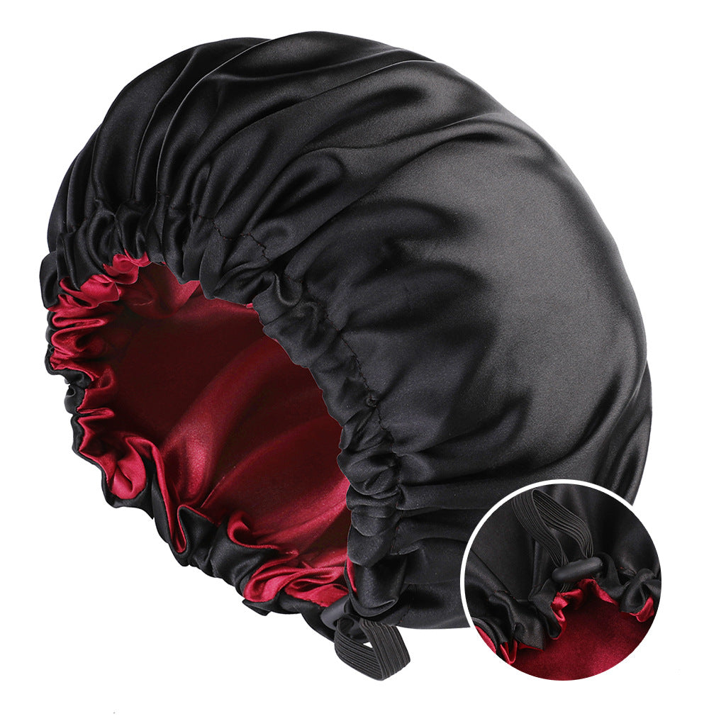 Wholesale Satin Bonnet for Sleeping Silky Bonnet Cap Large Double Layer Reversible Adjustable Sleep Bonnet Used To Hair Care