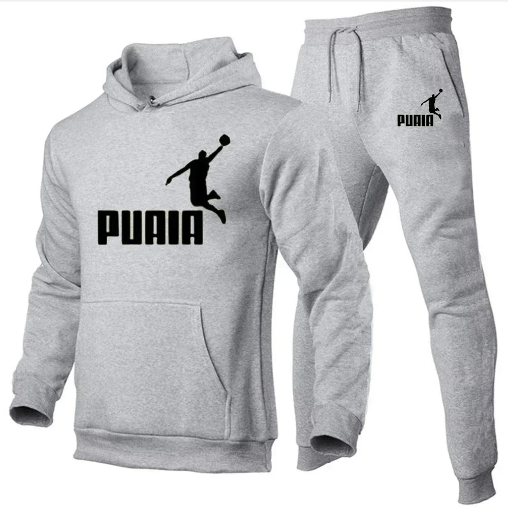 Men's Casual Sports Tracksuits Fashion Hoodies +Pants Suit Outdoor Running Fitness Sportswear Autumn Winter Male Fleece Clothing