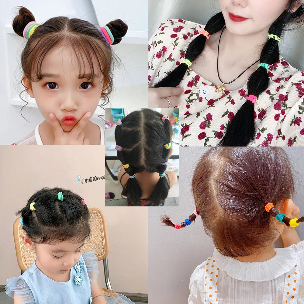 50/100Pcs/Lot Children Hair Bands Accessories Girl Candy Color Hair Ties Colorful Simple Rubber Band Ponytail Elastic Scrunchies