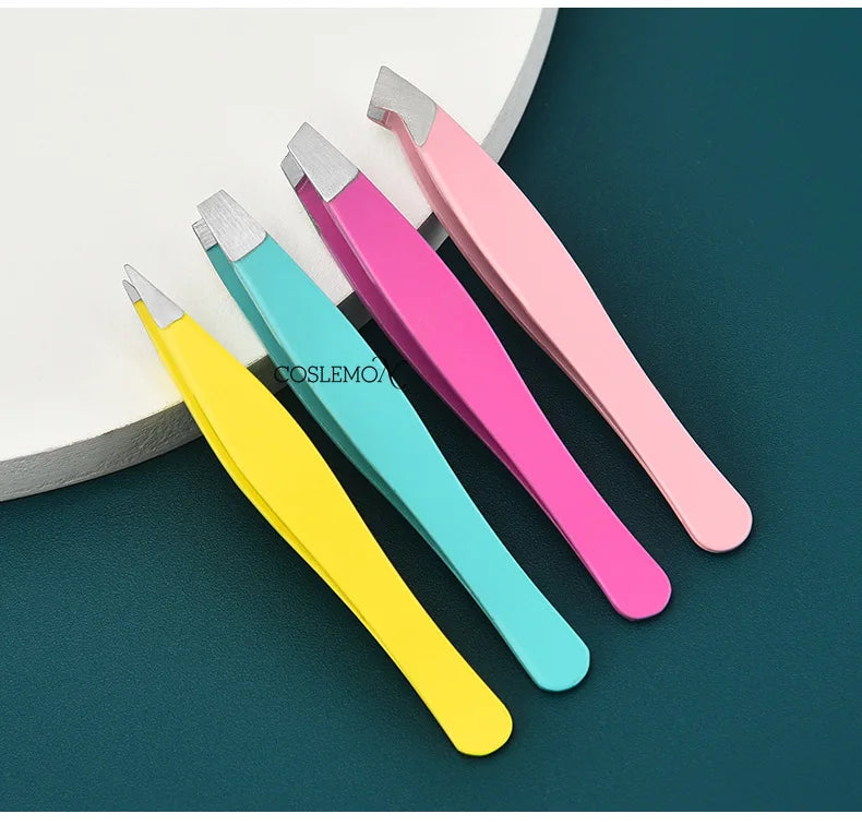 1/4pcs Eyebrow Tweezer Stainless Steel Hair Removal Clip for Eyelash Extension Tweezer Colorful Professional Makeup Beauty Tools